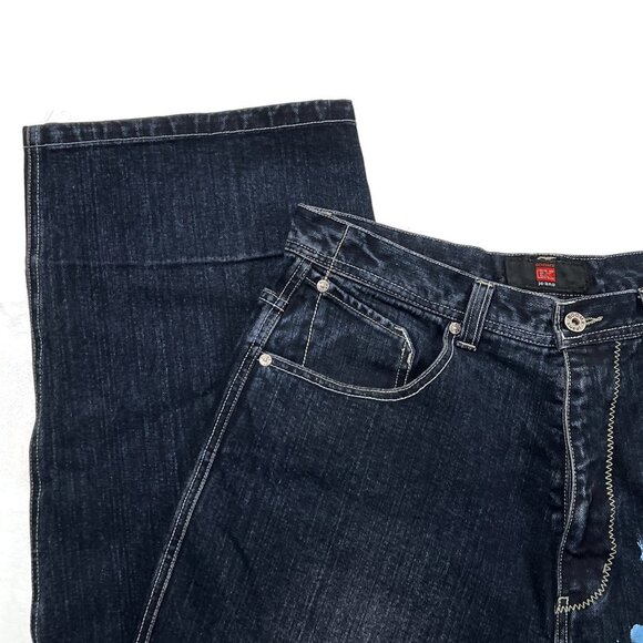 Boom X Jeans Mens 34 x 32 Baggy Wide Leg Y2K Painted Hiphop Denim Vintage 90s - Picture 3 of 14